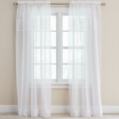 BrylaneHome BH Studio Sheer Voile Pleated Rod-Pocket Panel