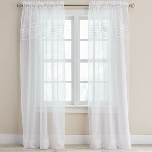 BrylaneHome BH Studio Sheer Voile Pleated Rod-Pocket Panel - 1 of 4