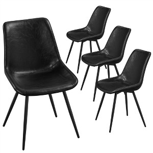 Yaheetech Set of 4 Urban Style Dining Chairs with Metal Legs for Kitchen Dining Room Living Room Office - 1 of 4