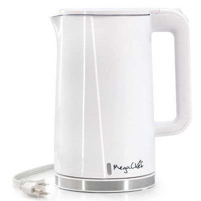 1.7L White Stainless Steel Electric Tea Kettle with Plastic Handle