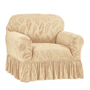 Collections Etc Leaf Stretch Ruffle Furn Cover - 1 of 3