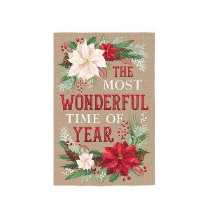 Evergreen Garden Flag The Most Wonderful Time of the Year Burlap Double Sided Indoor Outdoor Decor 18" x 12.5" - 1 of 1