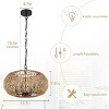 Gulches 70 in Brown Farmhouse Boho 4-Light Dimmable Pendant Chandelier for Living Room with Hand Woven Rattan Basket Shade - 3 of 4