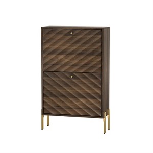 Chery Life 23.6" Walnut Shoe Cabinet, Freestanding Organizer With Metal Legs, Suitable For Entry, Hallway And Entryway - 1 of 4