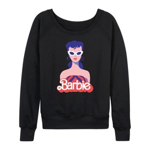 Women's - Barbie - Retro Classic Styled Barbie Lightweight French Terry Wide Neck Long Sleeve Shirt - 1 of 4