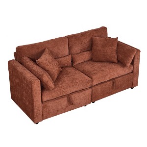 Modern Minimalist Cream Two-Seater Sofa - 1 of 4