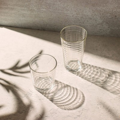 Libbey Hoops Clear Glass 16-Piece Tumbler and Rocks Set