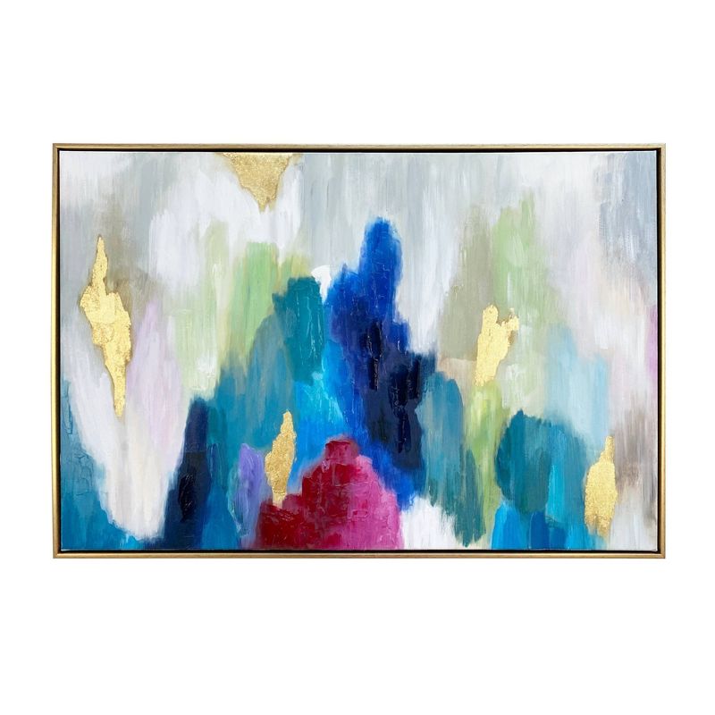 Gallery 57 24&#34;x36&#34; Color Cascade Abstract Hand Painted Floating Framed Canvas Wall Art, 1 of 6