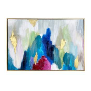 Gallery 57 24"x36" Color Cascade Abstract Hand Painted Floating Framed Canvas Wall Art