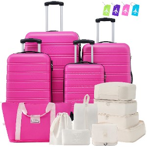 Lyngins 6-Piece Luggage Set – 16" + 20" Carry on Luggage, 24" & 28" Expandable Spinner Suitcases, Travel Bag, 8 Storage Bags, 4 Tags, 360° Wheels - 1 of 4
