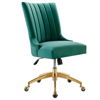 Empower Channel Tufted Performance Velvet Office Chair Gold Teal - Modway