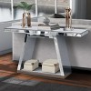 55.9" Reflective Mirrored Console Table with Sleek Trapezoid Base, Scratch-Resistant Shine and Modern Styling for Entryway-Maison Boucle - 3 of 4