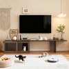ORRD 78" Extendable TV Stand with Litter Box Enclosure, Modern 2-in-1 Cat Furniture with Cat Scratcher for 85" TVs, Walnut - 2 of 4