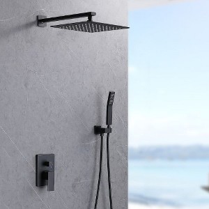 Wall-Mounted Shower Faucet Combo Set , with Brass Valve Installation KitMatte Black Finish with Brass Valve Rough-In - 1 of 4