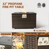 BAOURE 32-inch Square Dark Brown Wicker Propane Fire Pit Table, 50,000 BTU Outdoor Gas Fire Table with Glass Rocks & Tank Cover - 3 of 4