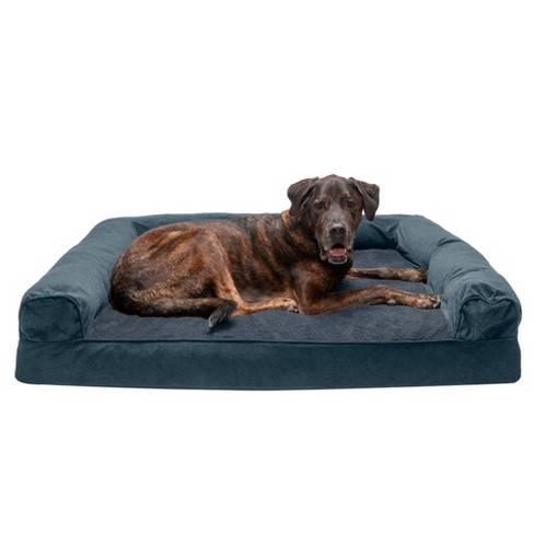 FurHaven Faux Fleece & Chenille Soft Woven Memory Sofa Dog Bed