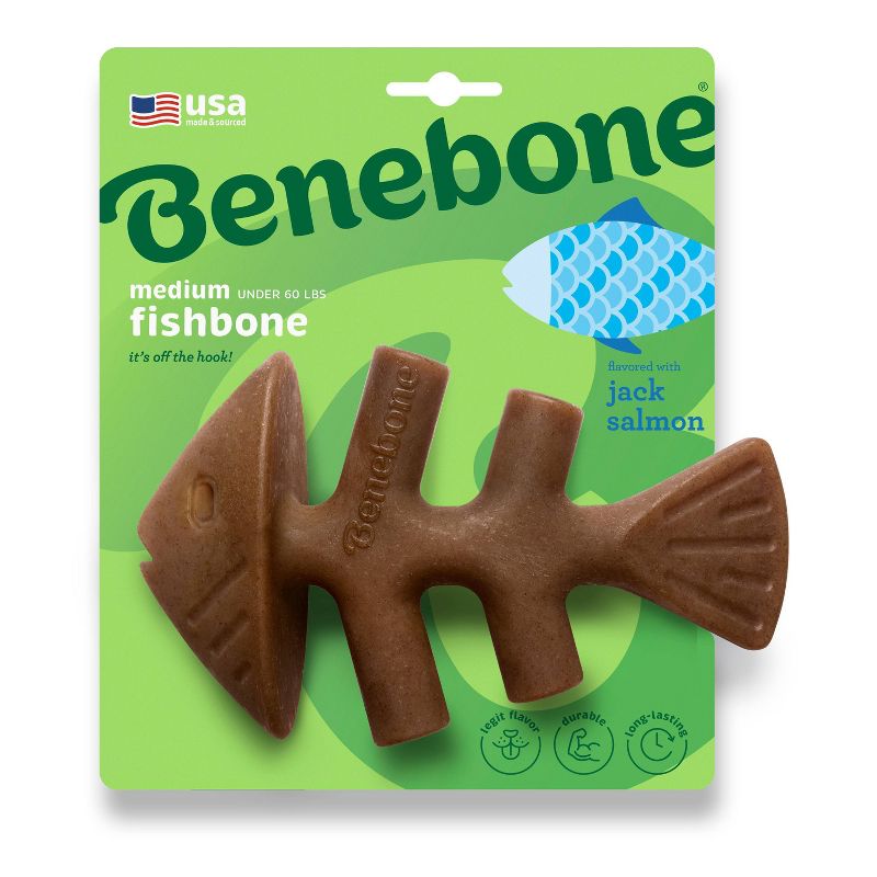 Benebone Fishbone Dog Chew Toy - Fish - M, 1 of 12