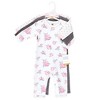 Hudson Baby Infant Girl Cotton Coveralls, Basic Pink Floral - 2 of 4