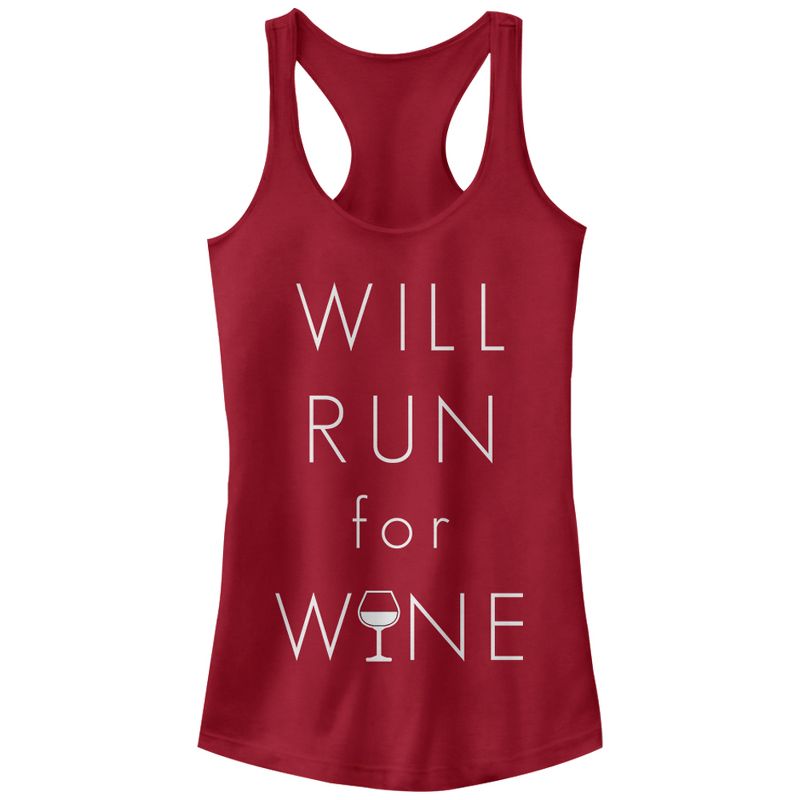 CHIN UP Will Run For Wine Glass Racerback Tank Top, 1 of 4