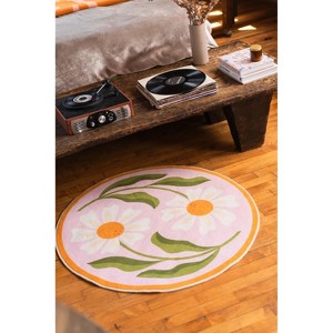 Lany Space Jessica Miller Dual Daisy Pink Round Rug - 1 of 4