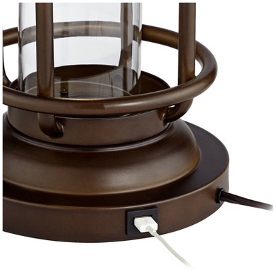 Bronze Industrial Table Lamp with Edison Bulb and USB Port