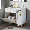 36" Modern Bathroom Vanity with Resin Sink, White Cabinet with Soft-Closing Doors, Drop-Down Storage, Freestanding Design - 2 of 4