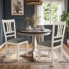 LuxenHome Set of 2 Distressed Off White Rubberwood and Gray Upholstered Seat Dining Chair - 4 of 4