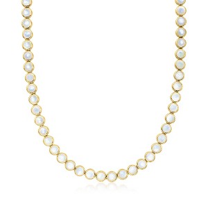 Ross-Simons Bezel-Set Mother-Of-Pearl Necklace in 18kt Gold Over Sterling - 1 of 3