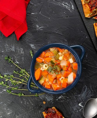 Blue Ceramic Soup Crocks with Handles, Set of 4, 18 oz