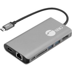 SIIG USB-C MST Video with Hub, LAN and PD 3.0 Docking - for Notebook/Desktop PC - 100 W - USB Type C - 4 x USB Ports - 3 x USB 3.0 - Network (RJ-45) - 1 of 4