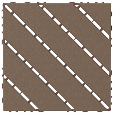 Vynxaria Brown Waterproof Plastic Interlocking Gray Tiles (44 Pieces) with Diagonal Stripes, Ideal for Poolside, Balcony, Patio & Backyard