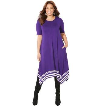 Catherines Women's Plus Size Stoneywood Stripe A-Line Dress (With Pockets)