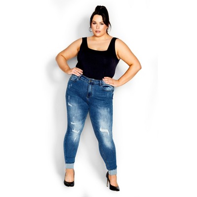 Women's Plus Size Harley Rebel Skinny Jean - Mid Denim | City Chic : Target