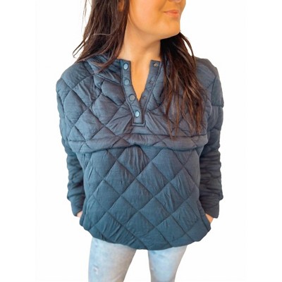 Women's Quilted Fleece Pullover Jacket - mono b