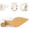 Perphy Women's Pointed Toe Criss Cross Straps Chunky Heel Lace Pumps - 3 of 3