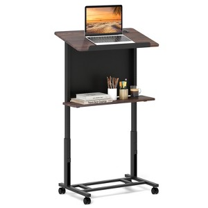 Tangkula Rolling Podium Stand 40.5"-49" Height Adjustable Lectern Table Mobile Pulpit - 1 of 4