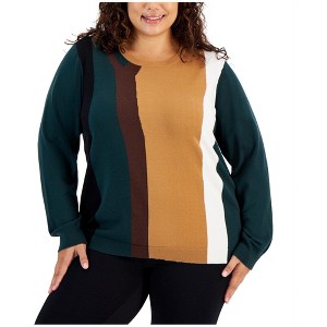 Calvin Klein Womens Colorblocked Pullover Sweater, Multicoloured, 2X - 1 of 1