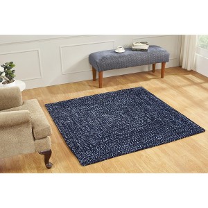 72" x 72" Chenille Tweed Collection Navy & Smoke Blue Reversible Indoor Area Utility Square Rug - Better Trends - 1 of 4