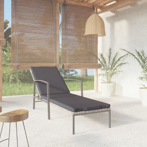 vidaXL Patio Sun Lounger with Cushion Poly Rattan Gray - 1 of 4