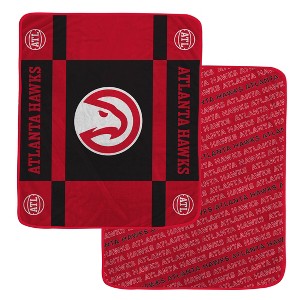 NBA Atlanta Hawks 60"x70" Reverse Block Wordmark Double Sided Flannel Fleece Blanket - 1 of 3