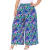Agnes Orinda Women's Plus Size Wide Leg Mid Rise Front Tie with Pocket Casual Flowy Floral Boho Palazzo Pants - 2 of 4