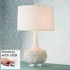 Possini Euro Design Country Cottage Table Lamp with USB Charging Port 27" Tall White Floral Ceramic Drum Shade Living Room Bedroom House - 2 of 4