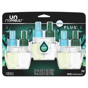 Febreze Unstopables Odor-Eliminating PLUG Air Freshener Fresh Scent 0.87 oz 3 ct - 1 of 4