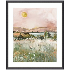 Kate and Laurel Framed Art Neutral Landscape 02 by Annie Quigley, 21x25, Stylish Black Narrow - 1 of 4