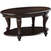 Gulches 42" Oval Wood Coffee Table - 2-Tier Solid Wood Cocktail Table with Open Storage Shelf, Espresso American Style for Living Room - 2 of 4