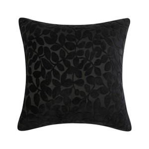 Kate Aurora Red Hook Cut Leaf Embossed Chenille Ultra Plush & Fluffy 18"x 18" Filled Accent Throw Pillow With Removable Zipper Shell/Cover - 1 of 4