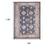 Ivory and Blue Floral Medallion Distressed Non Skid Area Rug - 3 of 4
