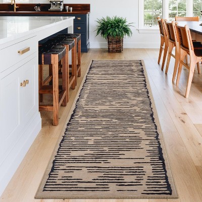 Rugs for Living Room Washable Modern Stripe Carpet Non Slip Soft Rubber Backed Rug,Low Pile Area Rug for Bedroom Office DiningRoom