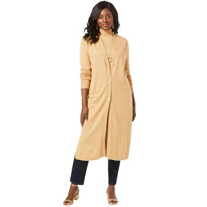 Jessica London Women's Plus Size Fine Gauge Duster Cardigan - 1 of 4