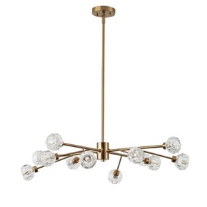 12-Light Starburst Chandelier with Glass Shades, Modern Gold Pendant Light for Living Room - 1 of 4